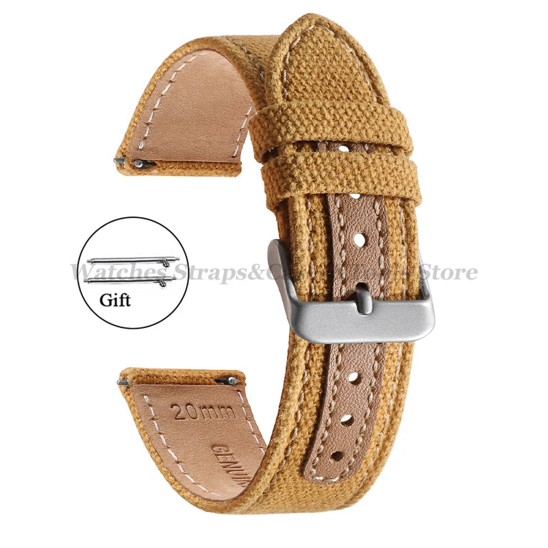 Canvas Band Leather Watchband 20mm for Army Military Quick Release Universal Replacement for Omega Sport Nylon Men Watch Straps