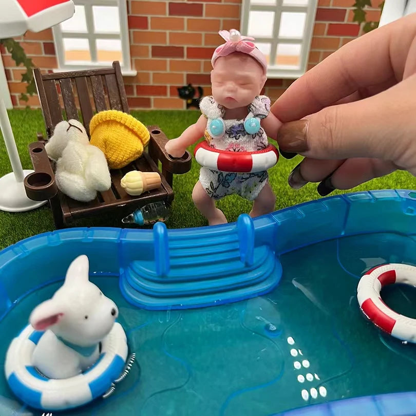 8 cm Mini Silicone Bebe Reborn Girl + 2 Outfits