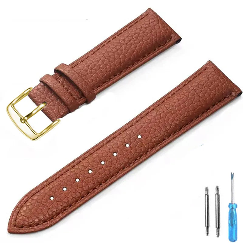 Genuine Leather Watch Band 12mm 14mm 16mm 18mm 20mm Watch Strap for Man Women High-quality Wrist Watchband + Tool