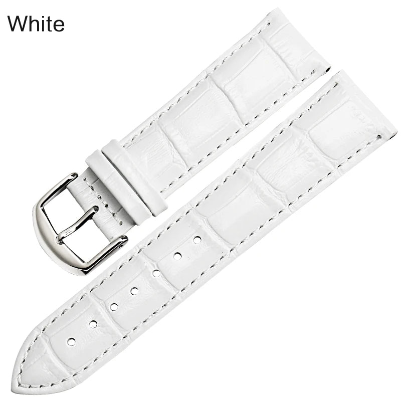 MAIKES High Quality Genuine Leather Watch Strap White Red 12mm-22mm Watch band For Casio Watches Bracelet Women Watchbands