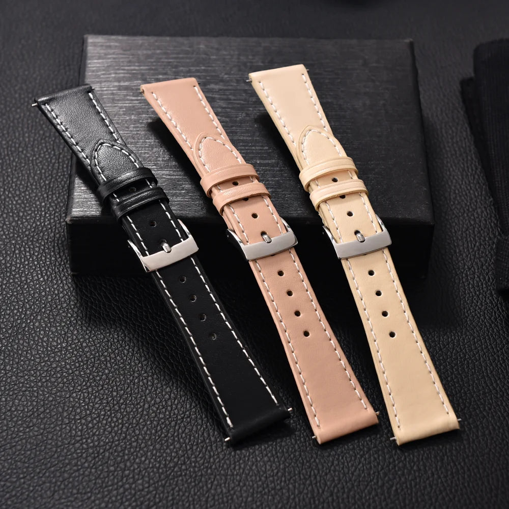 Ultra-Thin Quick Release Leather Watch Strap (20-22mm)