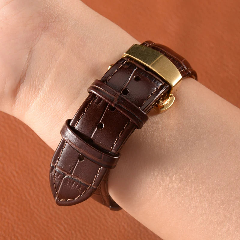 2‑Piece Leather Watch Band Keeper Loops – 14–24mm, Black & Brown