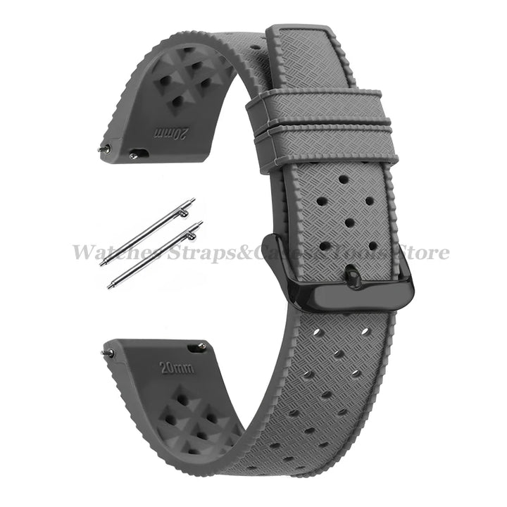 Tropical Silicone Watch Band Quick Release Strap 18mm 20mm 22mm for Oris for Seiko for Citizen Rubber Tropic Smart Watch Straps