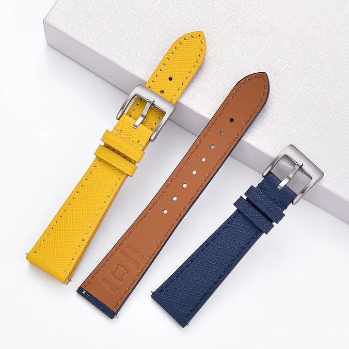 Quick Release Saffiano Leather Watch Strap – 18-24mm Universal