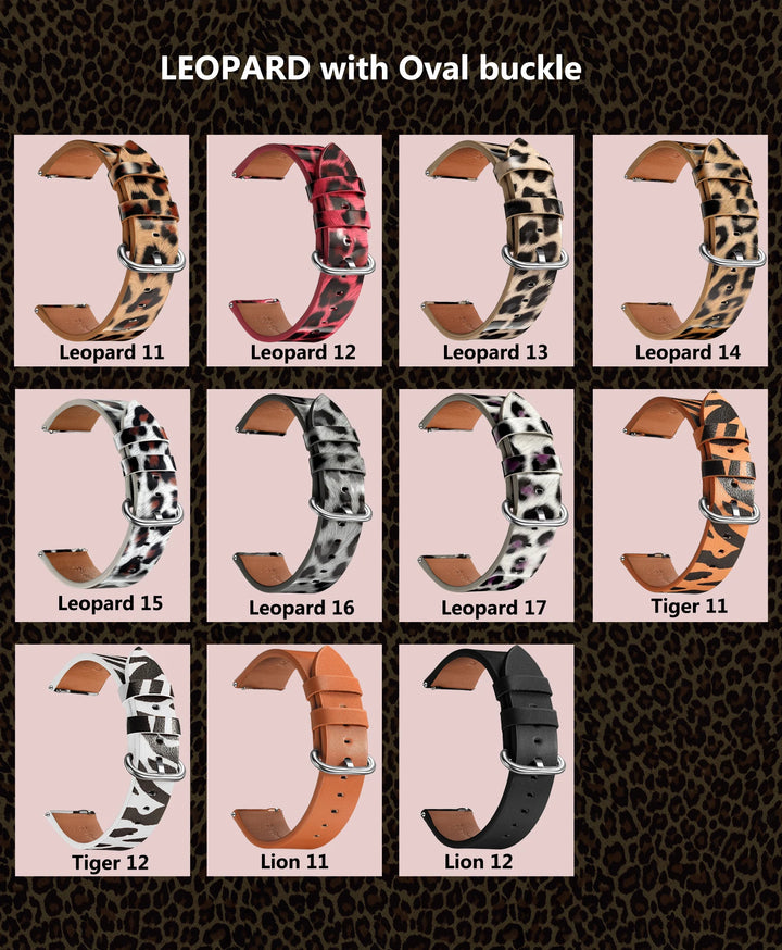 Leopard Print Leather Watch Band 20/22mm (Quick Release)