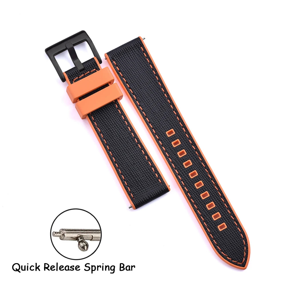 FKM Rubber Strap 20mm22mm Leather Qucik Release Watch Band Universal Women Men Watch Accessories for Omega Seiko Sports Bracelet