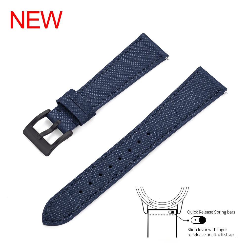 Premium Grade Quick Release Vintage Stitched Leather Watch Strap Saffiano Leather Watchbands 18mm 19mm 20mm 21mm 22mm 23mm 24mm
