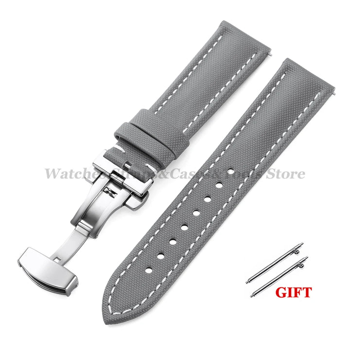 Sailcloth Nylon Watch Strap 18–22mm (Butterfly Buckle)