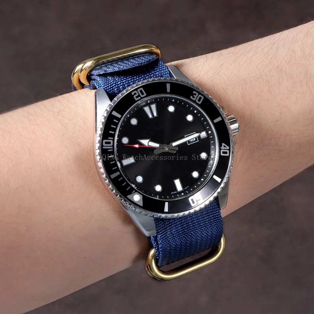 5-Ring Gold Buckle Nylon Watch Band