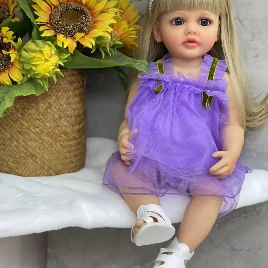 NPK 55CM Lifelike Reborn Toddler Princess Betty Soft Touch Vinyl Body Real Baby Doll with Blond Hair