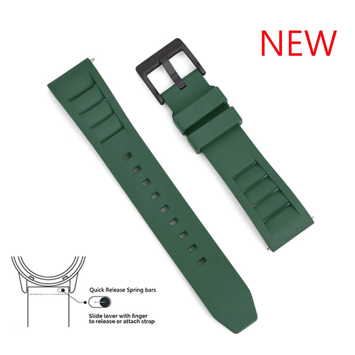 Premium Grade Fluoro Rubber Watch Strap 20mm 22mm For New FKM Watch Bands Diving Bracelet Quick Release Wrist Belt Accessories