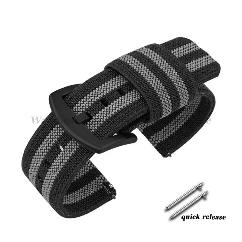 Nylon Watch Band 18mm 20mm 22mm 24mm Woven Elastic Strap for Seiko for Omega Quick Release Wristband Military Men's Sport Bands