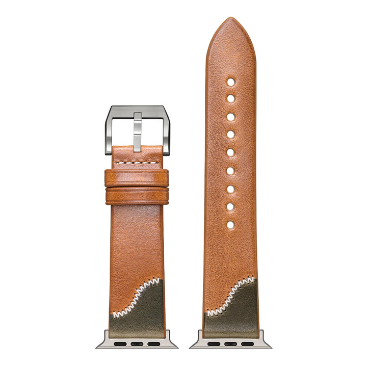 Luxury Bicolor Leather Strap For Apple Watch, Ultra3 49mm, Series11, 10, 46mm, 42mm, 45mm, 44mm, 41mm, 40mm, Handmade Watch Band