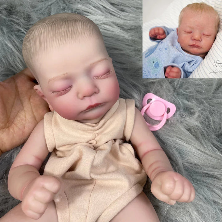19″ Kai Painted Vinyl Reborn Baby Doll – Sleeping with Visible Veins & Cloth Body