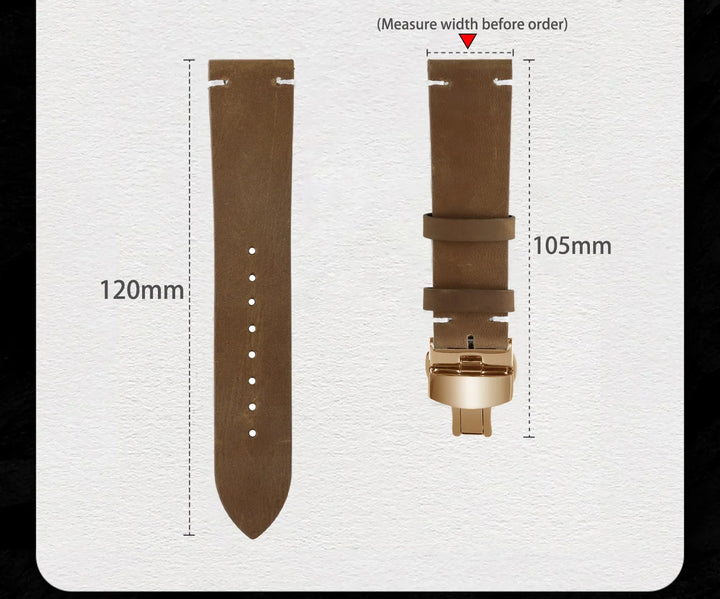 Vintage Top-Grain Leather Watch Strap (18–24mm)