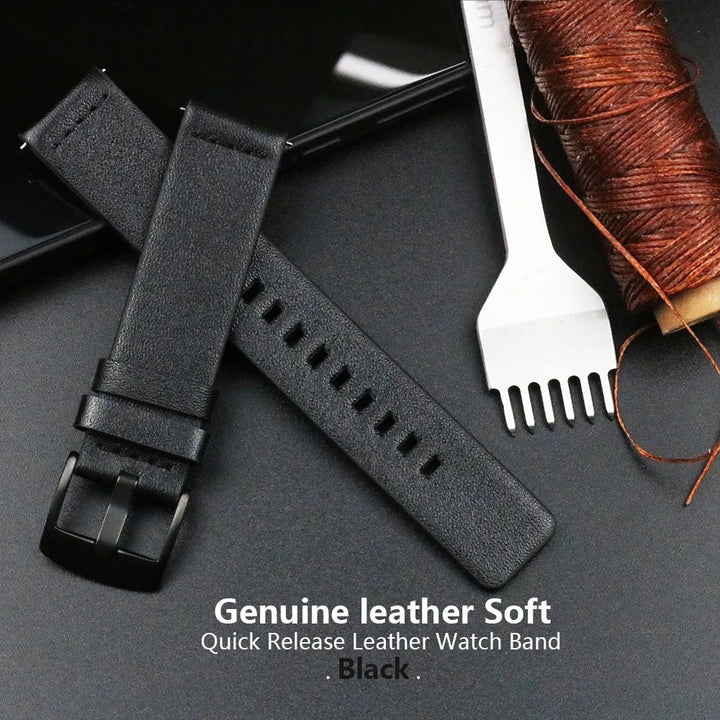 New Genuine Leather Quick Release Watch Band 18–24mm (Vintage Handmade)