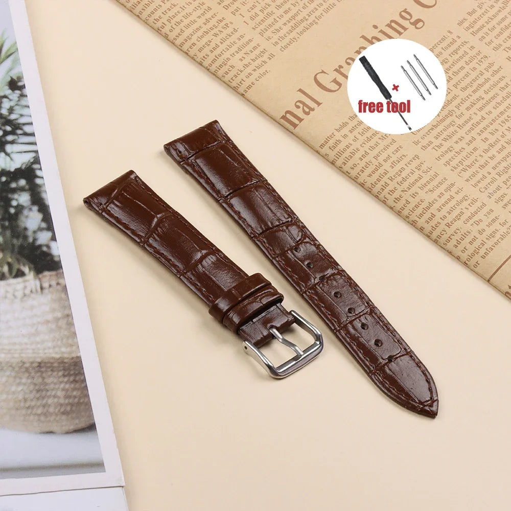 Watch Band Crocodile Pattern Leather Strap 16mm 18mm 20mm 22mm 23mm 24mm Women Mens Replacement Universal Bracelet