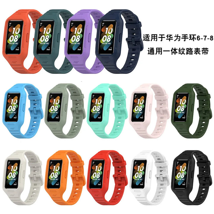 Integrated Silicone Strap & Case for Huawei Band 6-9 & Honor Band 6-7
