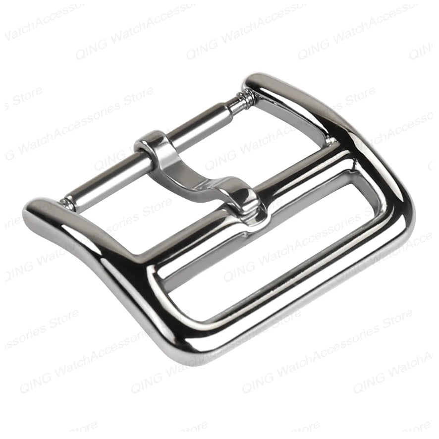 Stainless Steel Metal Watch Buckle 12–22mm (Polished, Silver/Black/Rose Gold)
