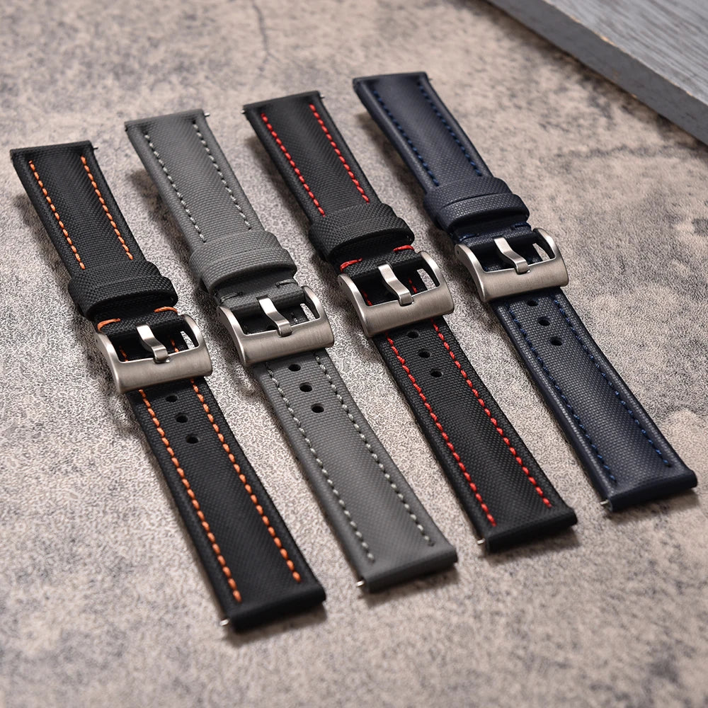 Universal Sailcloth Watch Band 18mm 20mm22mm Sailcloth Leather Strap Qucik Release Bracelet Accessories for Omega for Seiko Belt