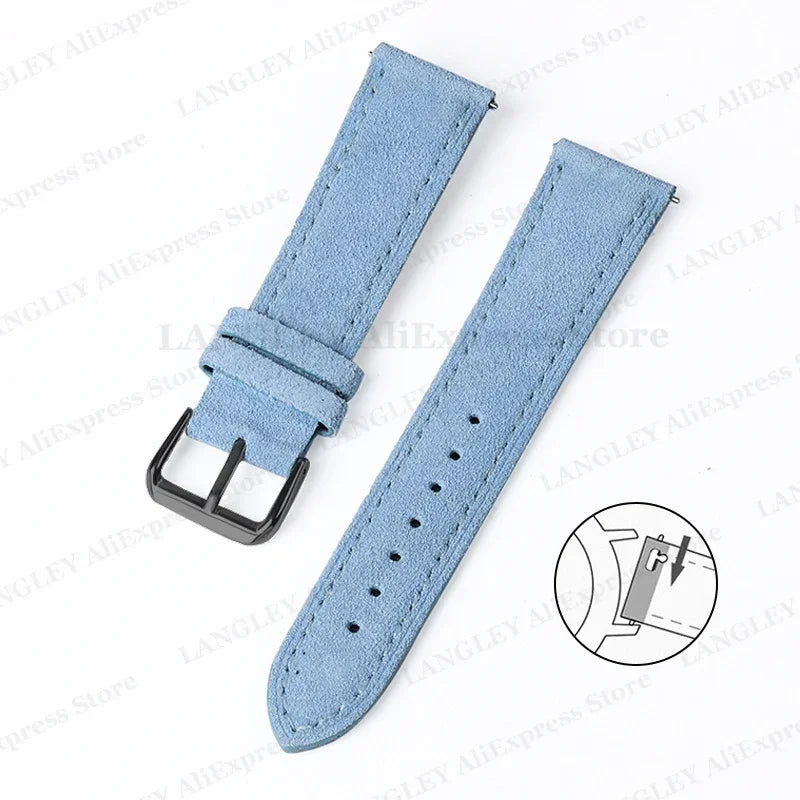 Vintage Suede Leather Watch Strap – 18/20/22mm, Quick Release