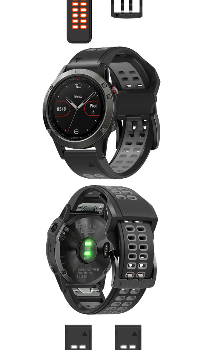 Quick-Release Silicone Strap for Garmin Fenix & Forerunner (22-26mm)