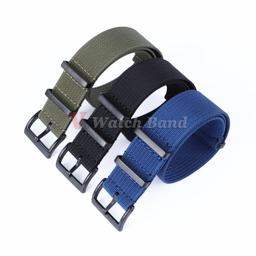 Universal Fabric Nylon Watch Strap with Black Buckle (20/22mm)
