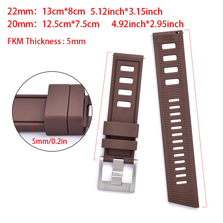 New Design SOFO Fluororubber FKM Watch Strap 20mm 22mm Waterproof Quick Release Watchbands For Each Brand Diving Watches