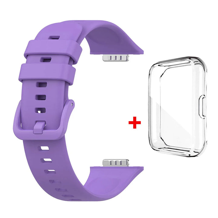Silicone Strap with Transparent TPU Case for Huawei Watch Fit 2