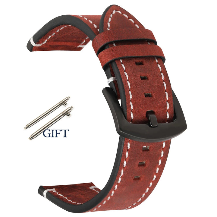 18mm 19mm 20mm 21mm 22mm 24mm Straps Retro Cowhide Watchband for Huawei Gt2/Gt3 Belt Black Yellow Brown Strap for Samsung Galaxy