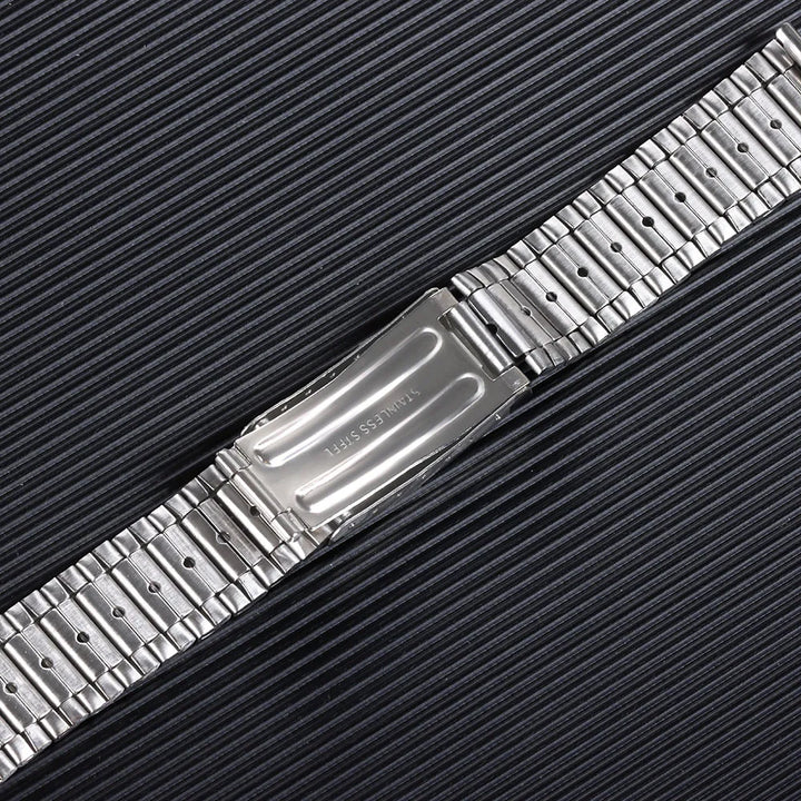 Stainless Steel Watch Strap – 12–20mm, Folding Buckle, Silver & Gold