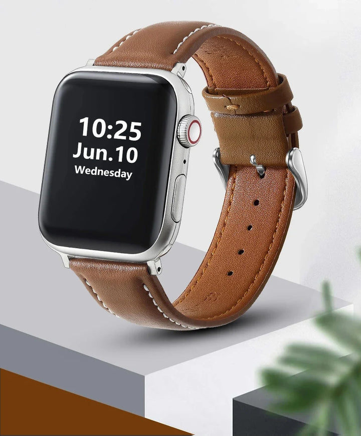 Genuine Leather Apple Watch Band 40–49mm for iWatch Series 3–8 & Ultra