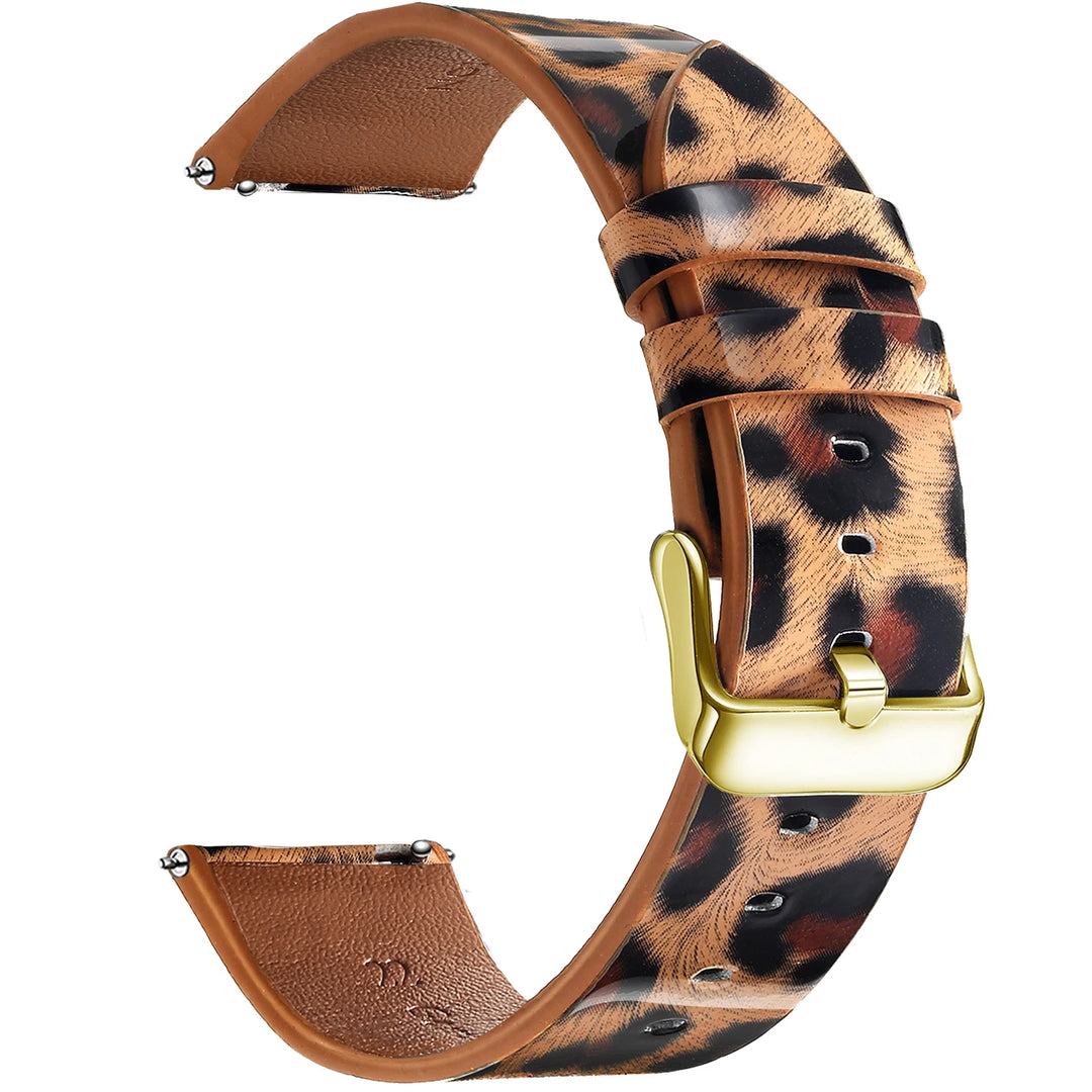 Leopard Print Leather Watch Band 20/22mm (Quick Release)