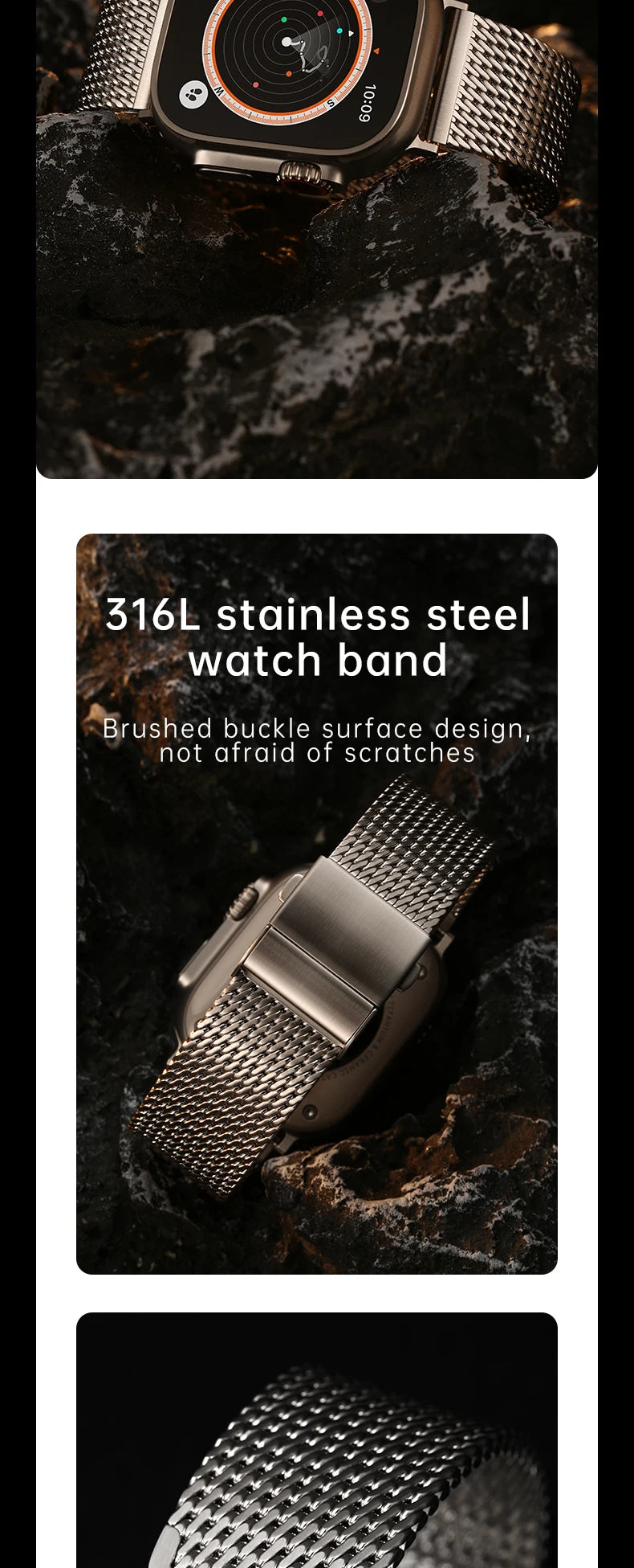 Maikes Milanese Mesh Apple Watch Ultra 2 Band 49mm, 316L Stainless Steel Watch Strap, For Apple Watch Bracelet Accessories