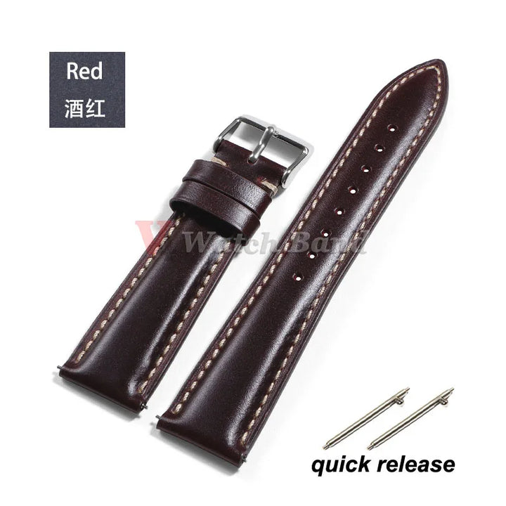 Vintage Oil Wax Leather Watch Strap – 18-22mm Brown for Samsung Galaxy