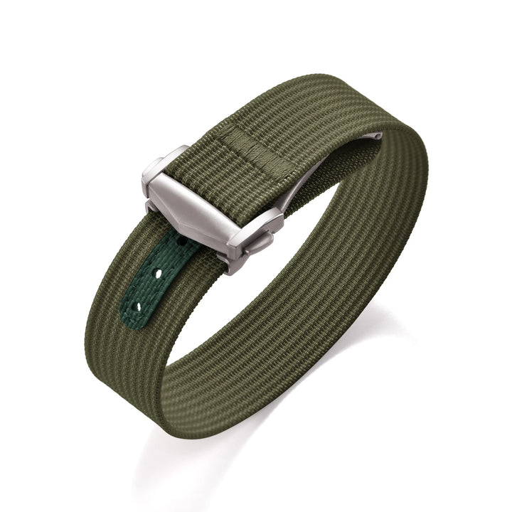 Ribbed Nylon & FKM Rubber Watch Strap – 18–22mm Folding Buckle for Omega, Tudor & Seiko