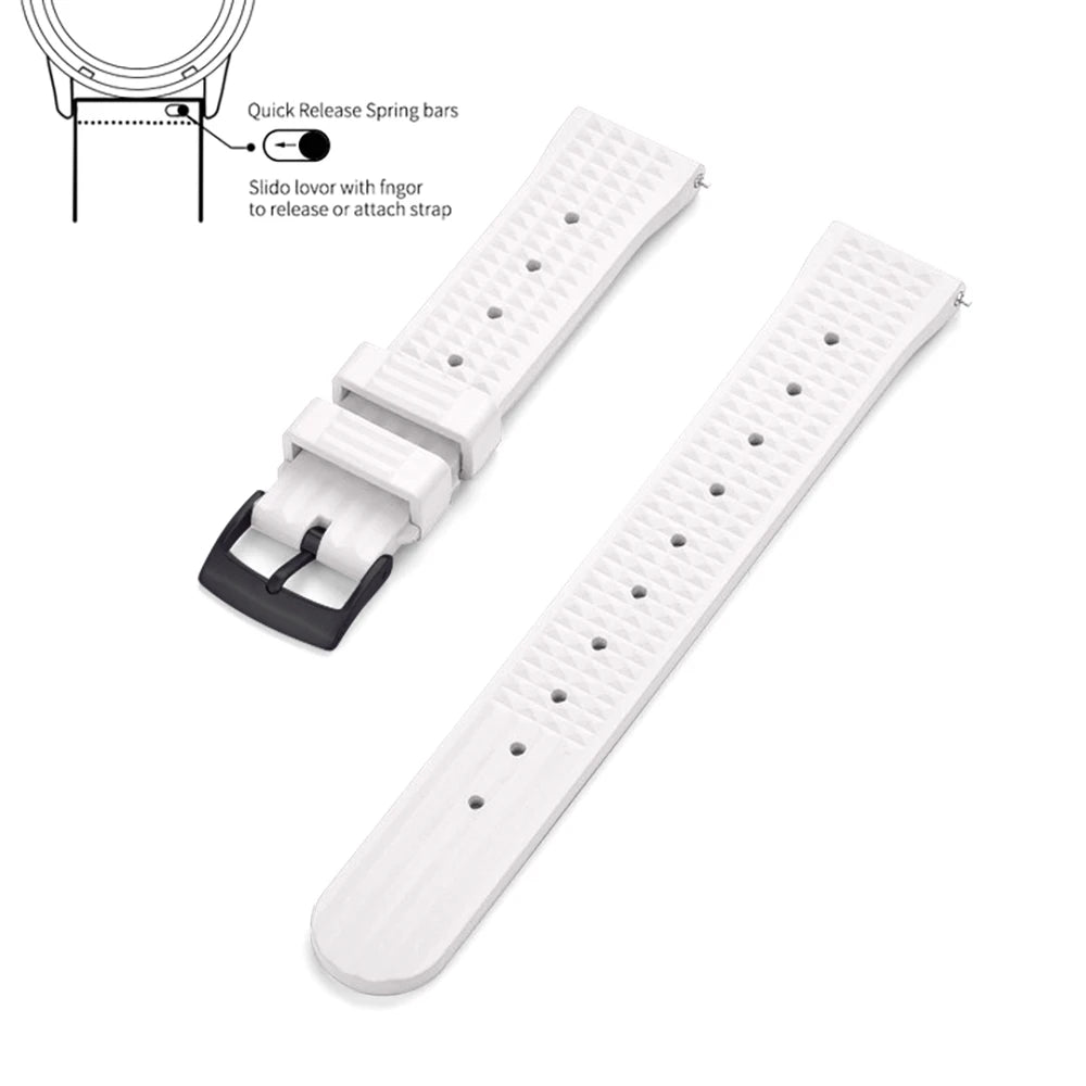 JUELONG Waffle FKM Rubber Watch Bands Quick Release Waterproof Durable Fluororubber Strap 20mm 22mm For Traditional Diving Watch