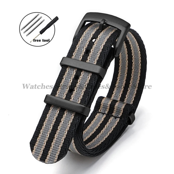 Nylon Watch Strap for Omega 007 for Seamaster 300 Canvas Watchband 18mm 20mm 22mm 24mm for Seiko Men Sport Bracelet Wrist Band
