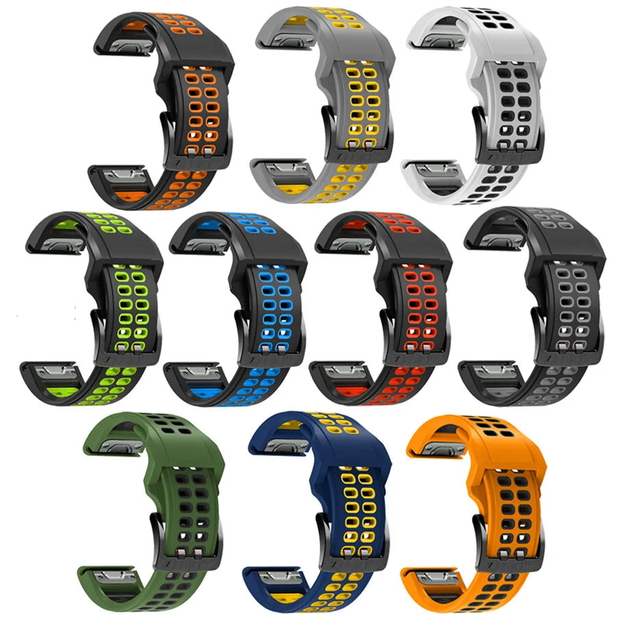 Quick-Release Silicone Strap for Garmin Fenix & Forerunner (22-26mm)