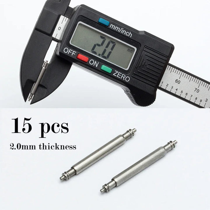 Stainless Steel Spring Bar Pins for Watch Bands (16–24mm, 2mm)