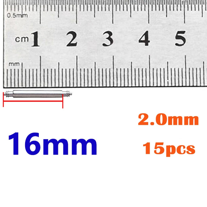 Stainless Steel Spring Bar Pins for Watch Bands (16–24mm, 2mm)