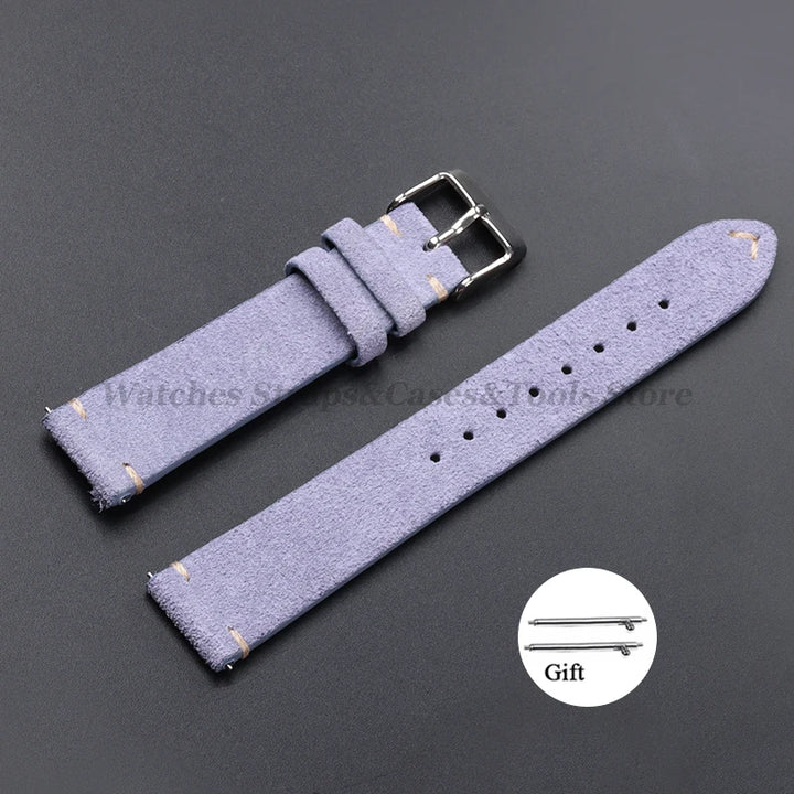 Vintage Suede Leather Watch Band 14–22mm for Omega & Seiko (Handmade,