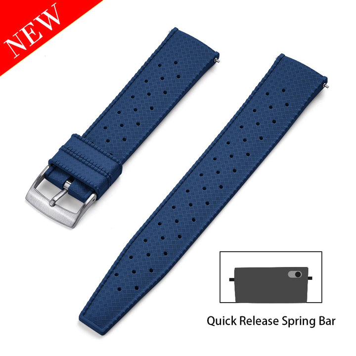Premium Tropical FKM Rubber Straps 18mm 19mm 20mm 21mm 22mm 23mm 24mm Quick Release Perfect Fit Flat End Universal Watch Strap