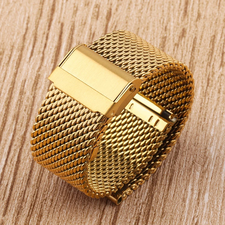 1.0mm Milanese Mesh Stainless Steel Watch Strap – 18–24mm, Quick-Release with Folding Buckle