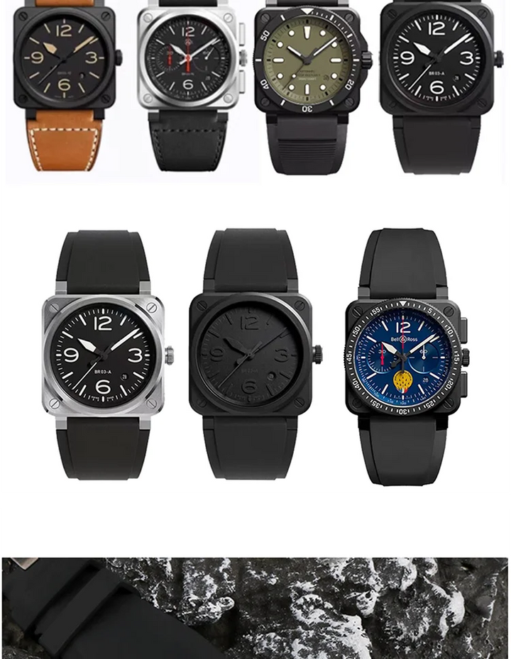 Bell & Ross BR01/BR03 Silicone Watch Strap – 24mm, Waterproof & Breathable