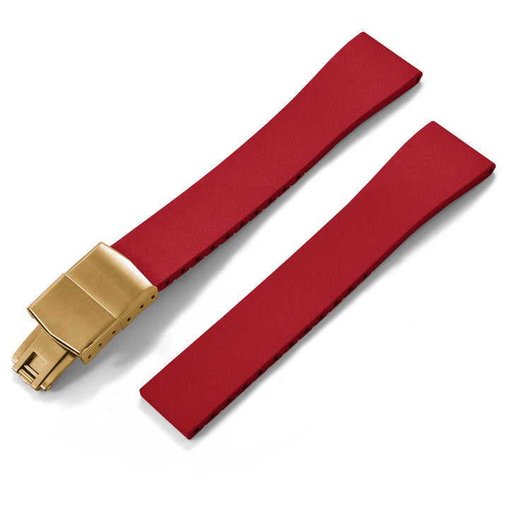 JUELONG CTS FKM Rubber Watch Strap 16–22mm Quick Release with Gold