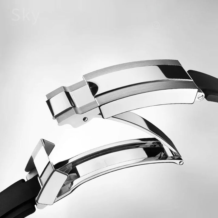 Rubber Watch Strap with Stainless Steel Butterfly Buckle for Rolex