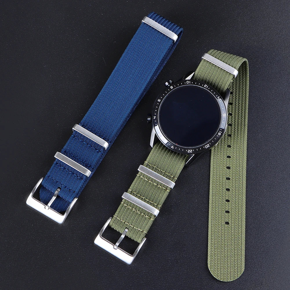 Universal Fabric Nylon Watch Strap with Black Buckle (20/22mm)