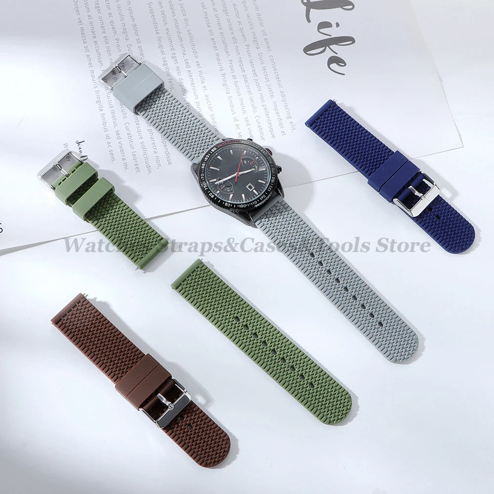 Soft Silicone Rubber Watch Band 18–24mm for Omega & Huawei (Quick