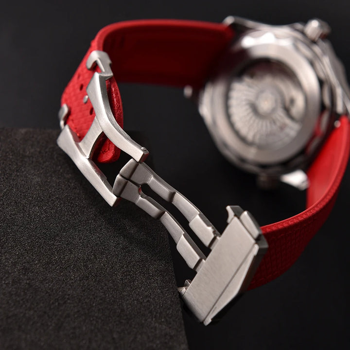 JUELONG Original Soft FKM Rubber Watch Strap 20mm 22mm Tropical Texture Perfect Fit Flat End Universal Quick Release Watch Strap